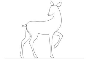 Continuous one line art drawing of wild animal deer outline illustration vector