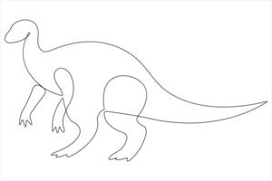 Continuous one line art drawing of dinosaur brachiosaurus outline illustration vector