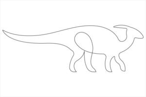Continuous one line art drawing of dinosaur brachiosaurus outline illustration vector