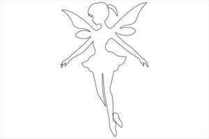 Fairy continuous one line art drawing of outline vector