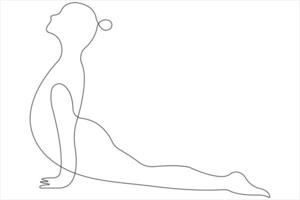 Continuous one line art drawing of man doing exercise in yoga pose outline illustration vector