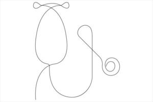 Continuous one line art drawing of stethoscope art illustration vector