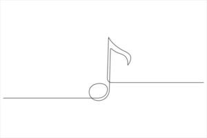 Continuous music notes one line art illustration of song sound concept vector