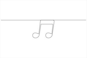 Continuous music notes one line art illustration of song sound concept vector