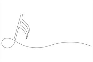 Continuous music notes one line art illustration of song sound concept vector