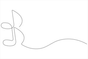 Continuous music notes one line art illustration of song sound concept vector