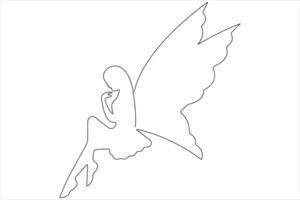 Fairy continuous one line art drawing of outline vector