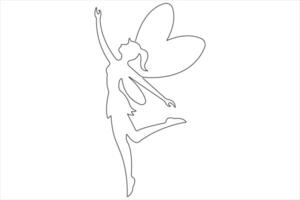 Fairy continuous one line art drawing of outline vector