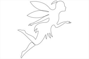 Fairy continuous one line art drawing of outline vector