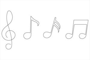 illustration of continuous one line drawing set of musical notes vector