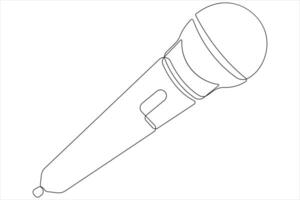 Microphone continuous one line drawing of outline illustration vector