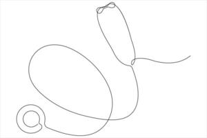 Continuous one line art drawing of stethoscope art illustration vector