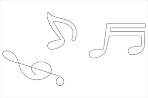 ilustración de continuo uno línea dibujo conjunto de musical notas vector