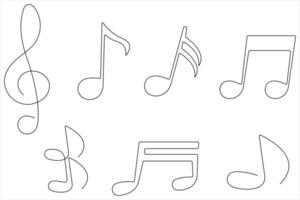 illustration of continuous one line drawing set of musical notes vector