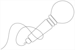 Microphone continuous one line drawing of outline illustration vector