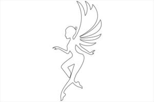 Fairy continuous one line art drawing of outline vector