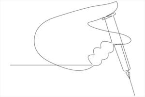 Continuous one line art drawing of hand with syringe outline vector