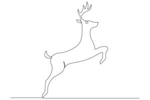 Continuous one line art drawing of wild animal deer outline illustration vector