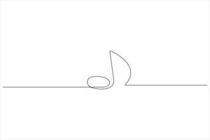 Continuous music notes one line art illustration of song sound concept vector