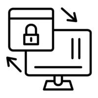 Secured Backup Line Icon vector