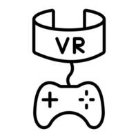 vr juego línea icono diseño vector