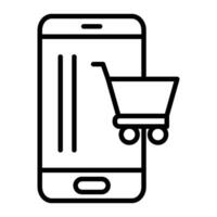 Mobile Shopping Line Icon vector