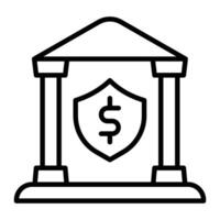 banco seguridad línea icono diseño vector