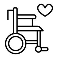 Wheelchair Line Icon Design vector