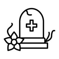 Grave Line Icon vector