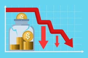 concept of broken piggy bank as a metaphor for business bankruptcy. Problems of repayment of economic loans, investment failures and budget collapse. financial crisis. vector