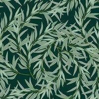 Seamless pattern of olive tree branches and leaves vector