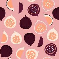 Seamless pattern of figs on pink background vector