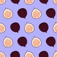 Seamless pattern of figs on purple background vector