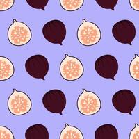 Seamless pattern of figs on purple background vector