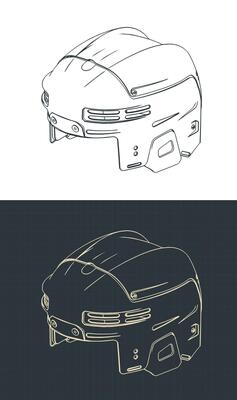 Hockey helmet isometric blueprints