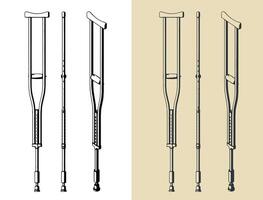 Aluminum adjustable crutches illustrations vector