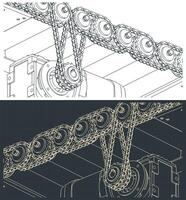 Roller conveyor with chain drive structure vector