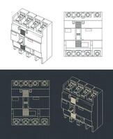 Circuit breaker blueprints vector