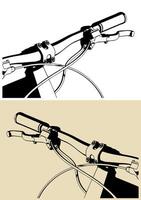 Trail bicycle bicycle steering and rubber handle close-up vector