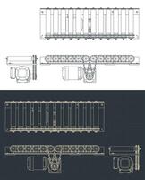 Conveyor with chain drive blueprints vector