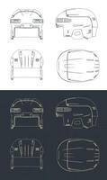 Hockey helmet blueprints vector