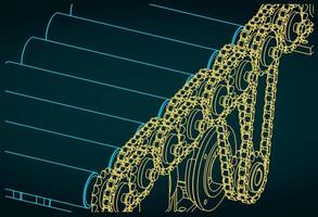 Conveyor with chain drive structure illustration vector