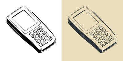 Electronic cash terminal illustrations vector