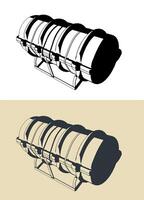 Container with life raft vector