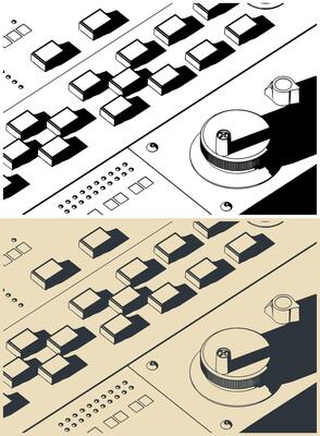 Production line control panel close up