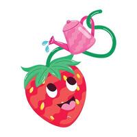 Cute Strawberries Flat Stickers vector