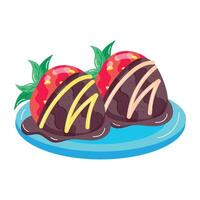 Flat Stickers Depicting Strawberry Desserts vector