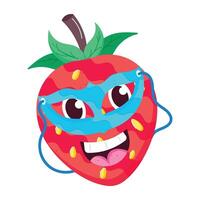 Strawberry Fruit Flat Stickers vector