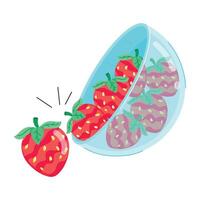 Flat Style Strawberry Stickers vector