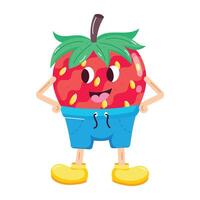 Strawberry Fruit Flat Stickers vector